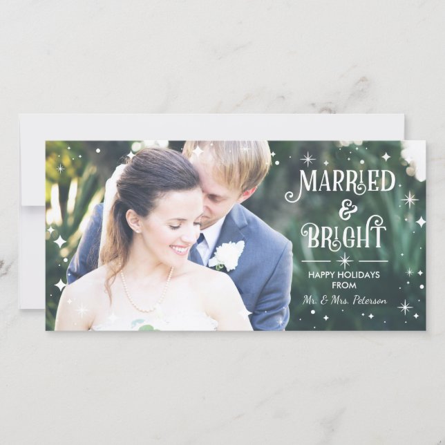 Married & Bright, Christmas Photo Card, Holidays Holiday Card (Front)