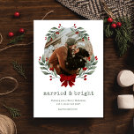 Married Bright Couple Photo Christmas Holiday Card<br><div class="desc">Christmas cards in a "married and bright" photo design,  perfect for the newly wed couple. Customized with your custom greeting,  photo and names. This newlywed Christmas card reverses to a coordinating Christmas plaid on the back.</div>