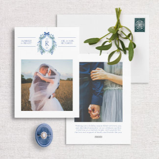 Married Bright Crest Holiday Wedding Annoucement
