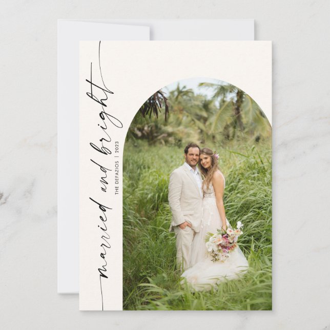 Married & Bright Holiday Christmas Card Arch Photo (Front)