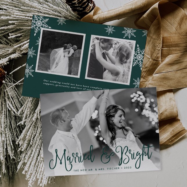 Married & Bright Holiday Photo Card + Back Message (Creator Uploaded)