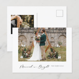 Married & Bright Modern Minimal Holiday Postcard