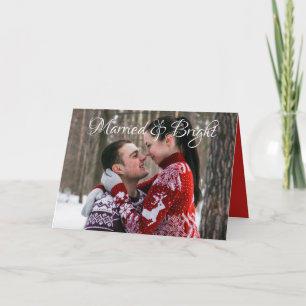 Married & Bright Newlywed Christmas Photo Card
