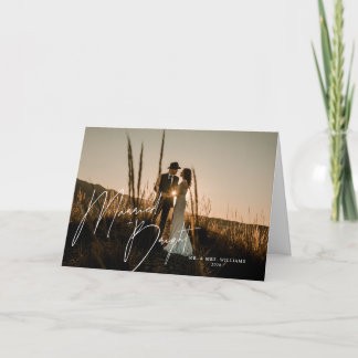 Married + Bright Newlywed Script Full Photo Holiday Card