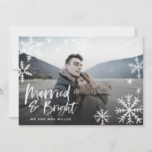 Married & Bright Snowflake Holiday Newlywed Photo
