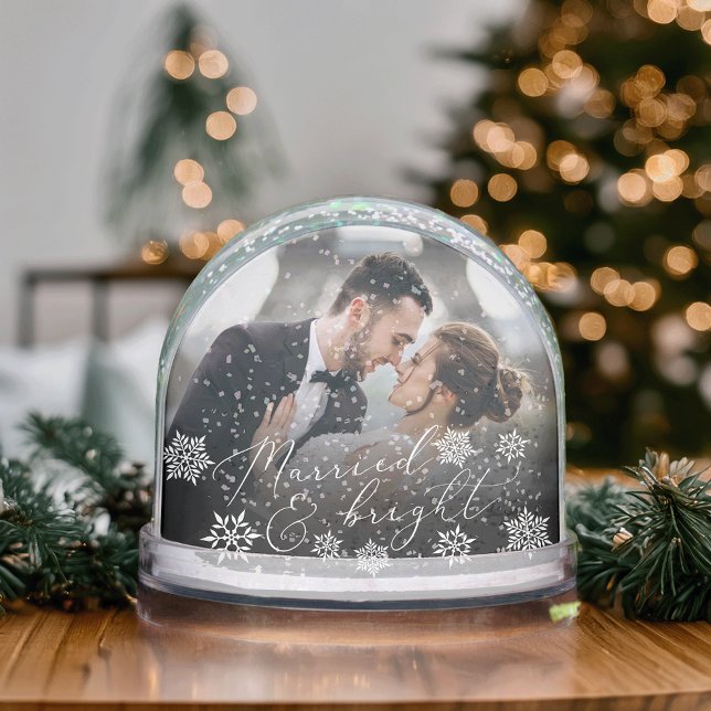 Married & Bright | Wedding Photo Christmas Snowglobe (Creator Uploaded)