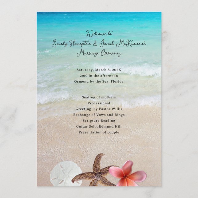 Married By the Sea Short Beach Ceremony Program (Front)