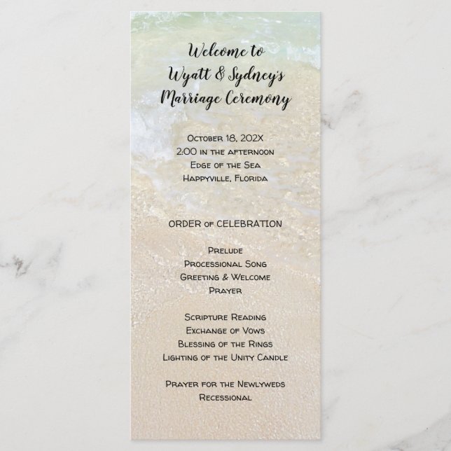 Married by the Sea Tall Wedding Program Template (Front)