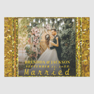 Married Christmas Elegant Gold Type Wedding Photo  Tissue Paper