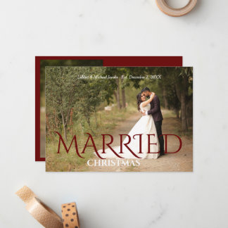 Married Christmas Elegant Wedding Photo Card