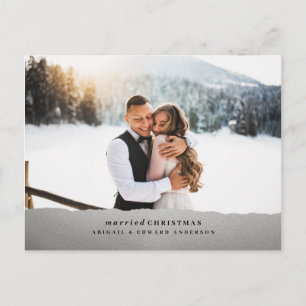 Married Christmas holiday wedding announcement Postcard