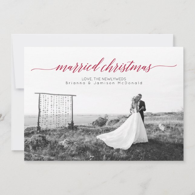 Married Christmas Newlywed Photo Holiday Card (Front)