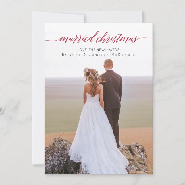 Married Christmas Newlywed Photo Holiday Card (Front)