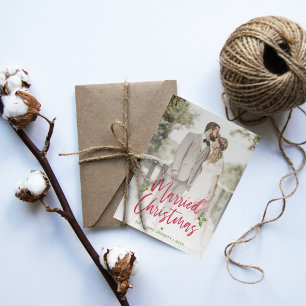Married Christmas Newlyweds Photo Holiday Card