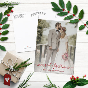 Married Christmas Newlyweds Photo Holiday Postcard