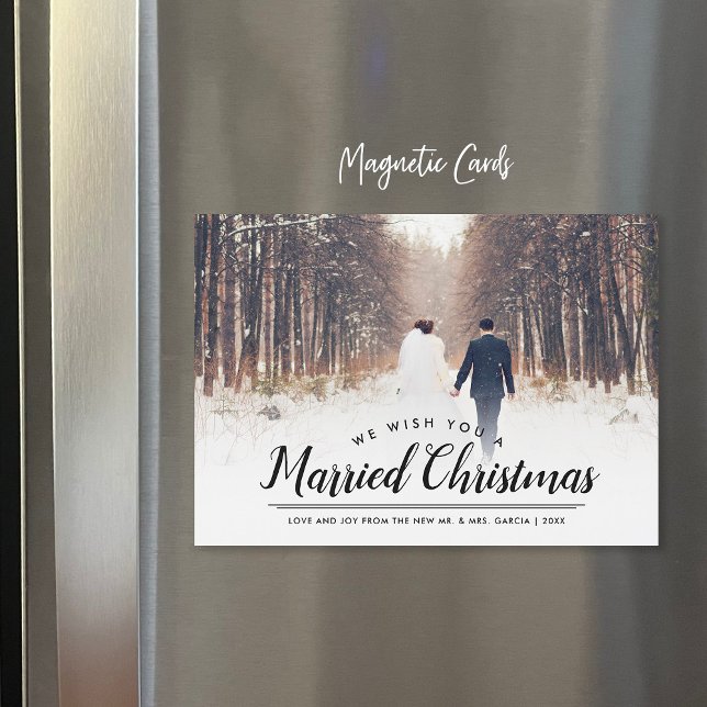 Married Christmas Photo Overlay Magnetic Card (Creator Uploaded)