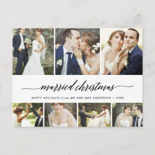 Married Christmas Script Holiday 7Photo Collage Postcard