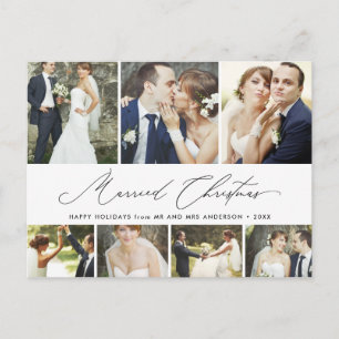 Married Christmas Script Holiday 7Photo Collage Postcard