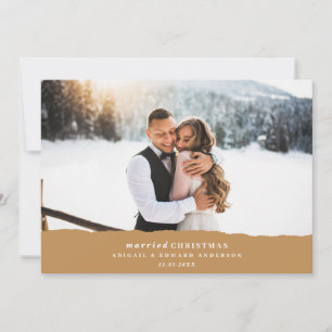 Married Christmas torn paper wedding announcement