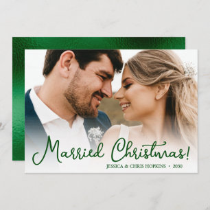 Married Christmas Wedding Photo Holiday Card