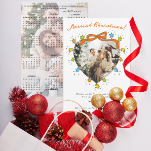 Married Christmas Whimsical Photo Star Lights Holiday Card