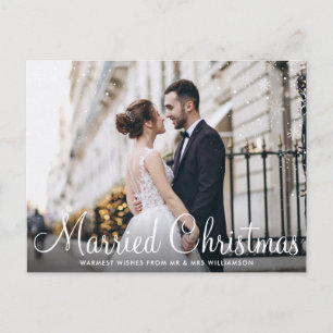 MARRIED CHRISTMAS white script photo Postcard