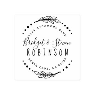 Married Couple   Hand Drawn Script Return Address Rubber Stamp