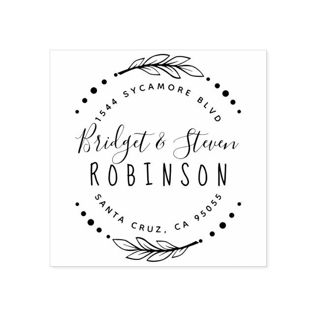 Married Couple | Hand Drawn Script Return Address Rubber Stamp (Imprint)