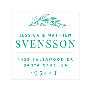 Married Couple New Address & Hand Drawn Branch Self-inking Stamp