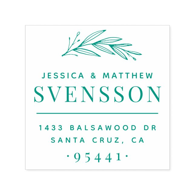 Married Couple New Address & Hand Drawn Branch Self-inking Stamp (Design)