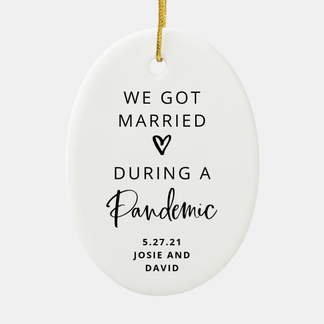 Married During a Pandemic | Photo Back Ceramic Ornament (Front)