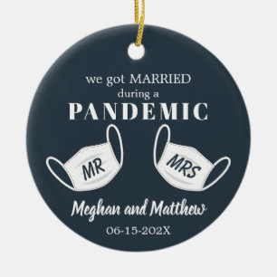 Married during a Pandemic with photo Ceramic Ornament