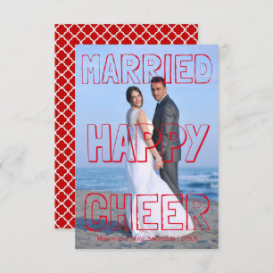 Married Happy Cheer Red Block-3x5 Christmas Card