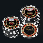 Married in (Add Your City and State) Poker Chips<br><div class="desc">Casino style Poker Chips. Wedding in (Add Your City and State). Featuring deep red, gold and black design ready for you to personalize. Makes a great party favour keepsake for your guests. More colours are available. ✔Note: Not all template areas need changed. 📌If you need further customization, please click the...</div>