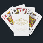 Married in Fabulous Las Vegas Gold White Wedding Playing Cards<br><div class="desc">These unique and fun custom "Married in Fabulous Las Vegas" wedding favour playing cards feature a gold faux foil design inspired by the Welcome to Las Vegas,  Nevada" sign,  along with monogram text that can be personalized with the couple's name and wedding date. White background colour can be modified.</div>