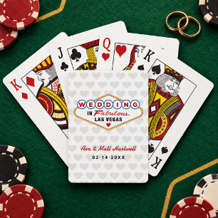 Married in Fabulous Las Vegas Hearts Grey Playing Cards