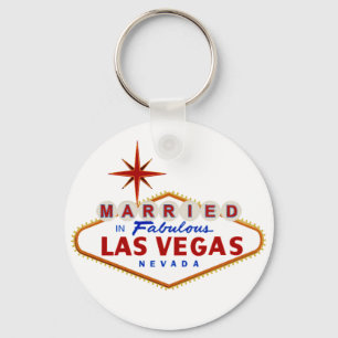 Married in Fabulous Las Vegas, Nevada neon sign Keychain