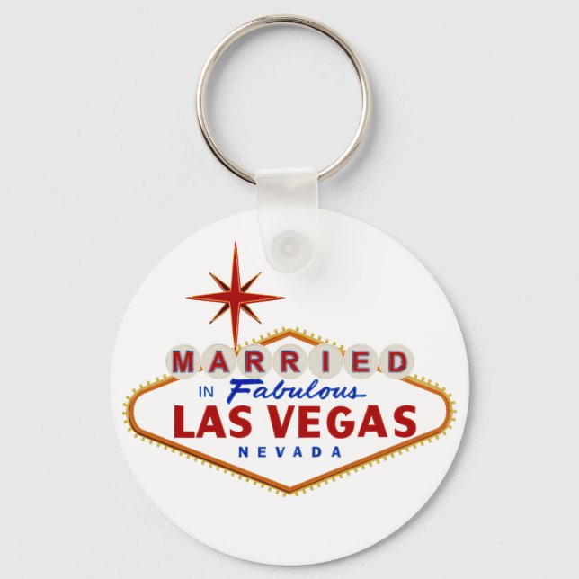 Married in Fabulous Las Vegas, Nevada neon sign Keychain (Front)