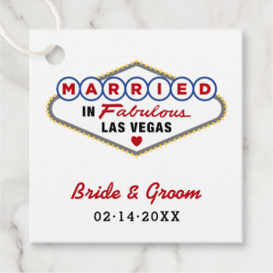Married in Fabulous Las Vegas Red Wedding Monogram Favour Tags