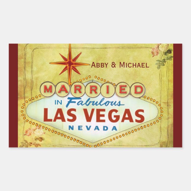 Married in Fabulous Las Vegas - Vintage Sticker (Front)