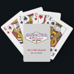 Married in Fabulous Las Vegas Wedding Monogram Playing Cards<br><div class="desc">These unique and fun custom "Married in Fabulous Las Vegas" wedding favor playing cards feature a monogram of the bride and groom's names and wedding dates and a platinum gray background. Black,  red,  blue,  yellow,  and gray design colors.</div>