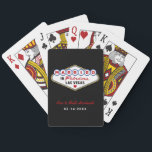 Married in Fabulous Las Vegas Wedding Monogram Playing Cards<br><div class="desc">These unique and fun custom "Married in Fabulous Las Vegas" wedding favour playing cards feature a monogram of the bride and groom's names and wedding dates and a black background. Black,  white,  red,  blue,  yellow,  and grey design colours.</div>