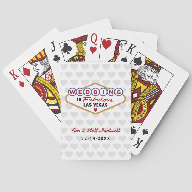 Married in Fabulous Las Vegas Wedding Monogram Playing Cards (Back)