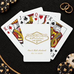 Married in Fabulous Las Vegas White Gold Playing Cards