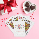 Married in Fabulous Las Vegas White Playing Cards<br><div class="desc">Clean white showcases the iconic colourful Married In Fabulous Las Vegas sign on these personalized wedding monogram playing cards. Couple names in red script and wedding date sit below the classic sign design. All text is fully editable with your details. A crisp and versatile wedding favour that works for any...</div>