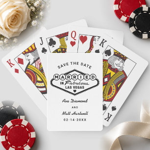 Married in Fabulous Las Vegas White Save the Date Playing Cards