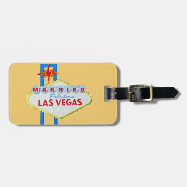 Married in Las Vegas Announcement Luggage Tag (Front Horizontal)