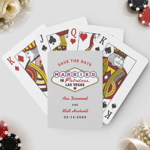 Married in Las Vegas Grey Save the Date Playing Cards
