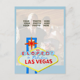 Married in Las Vegas Photo Announcement Blue