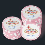 Married in Las Vegas Pink Casino Wedding Favour Poker Chips<br><div class="desc">Get ready for a memorable Las Vegas wedding with these customizable married in las vegas wedding poker chips.</div>
